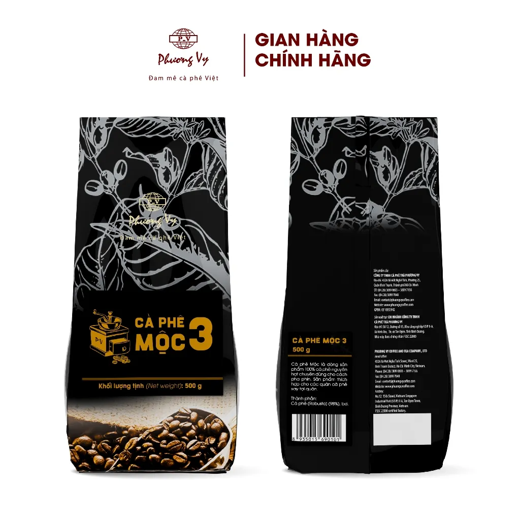 Ảnh Cà Phê Nguyên Chất Mộc 3 500g vị đậm đà, hương thơm nồng nàn, Phương Vy Coffee 1