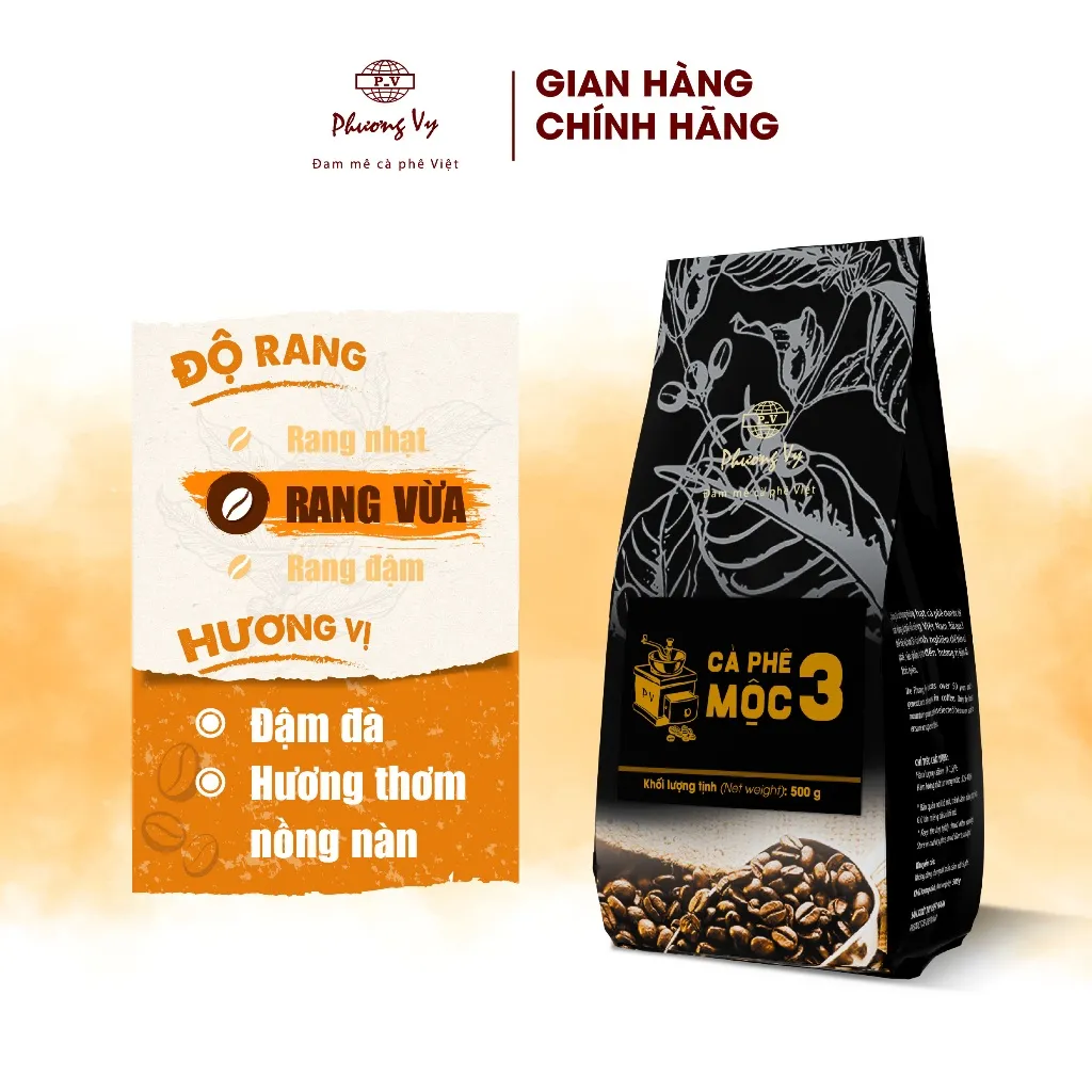Ảnh Cà Phê Nguyên Chất Mộc 3 500g vị đậm đà, hương thơm nồng nàn, Phương Vy Coffee 2