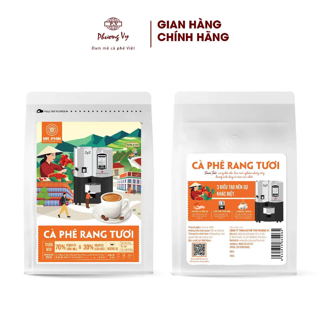 Ảnh Cà Phê Nguyên Chất Mr. Phin Tươi Vui 250g, 100% cà phê hạt vừa mới rang, Phương Vy Coffee 1