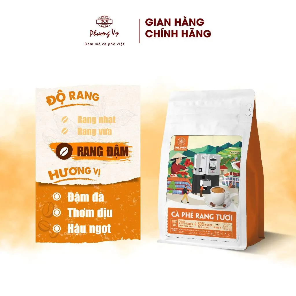 Ảnh Cà Phê Nguyên Chất Mr. Phin Tươi Vui 250g, 100% cà phê hạt vừa mới rang, Phương Vy Coffee 2