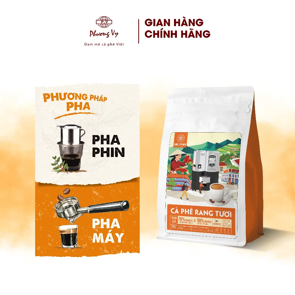 Ảnh Cà Phê Nguyên Chất Mr. Phin Tươi Vui 250g, 100% cà phê hạt vừa mới rang, Phương Vy Coffee 3
