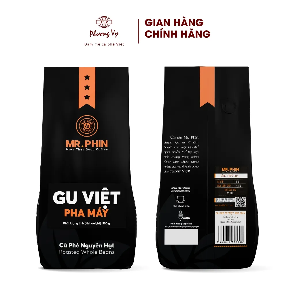 Ảnh Cà Phê Nguyên Chất Mr. Phin Gu Việt Pha Máy 500g đậm vừa, béo nhẹ, hậu cân bằng, Phương Vy Coffee 2