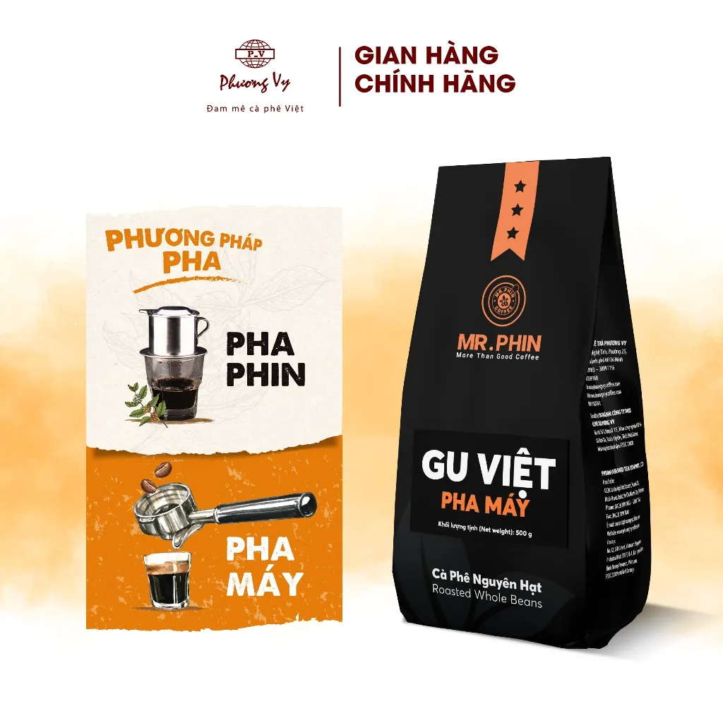 Ảnh Cà Phê Nguyên Chất Mr. Phin Gu Việt Pha Máy 500g đậm vừa, béo nhẹ, hậu cân bằng, Phương Vy Coffee 4