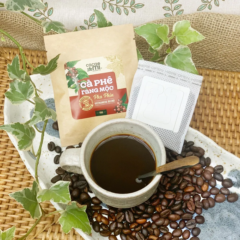 Ảnh Cà phê nguyên chất rang mộc Cacao Mi blend Robusta Arabica đậm đà cafe pha phin thơm ngon 15g-250g 4