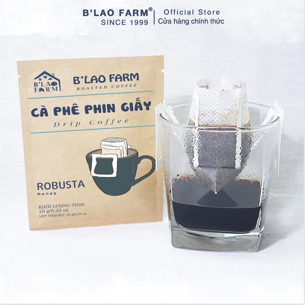 Ảnh Cà phê phin giấy ROBUSTA HONEY B'Lao Farm cafe túi lọc nguyên chất phù hợp mang đi du lịch pha tại văn phòng tiện lợi 4