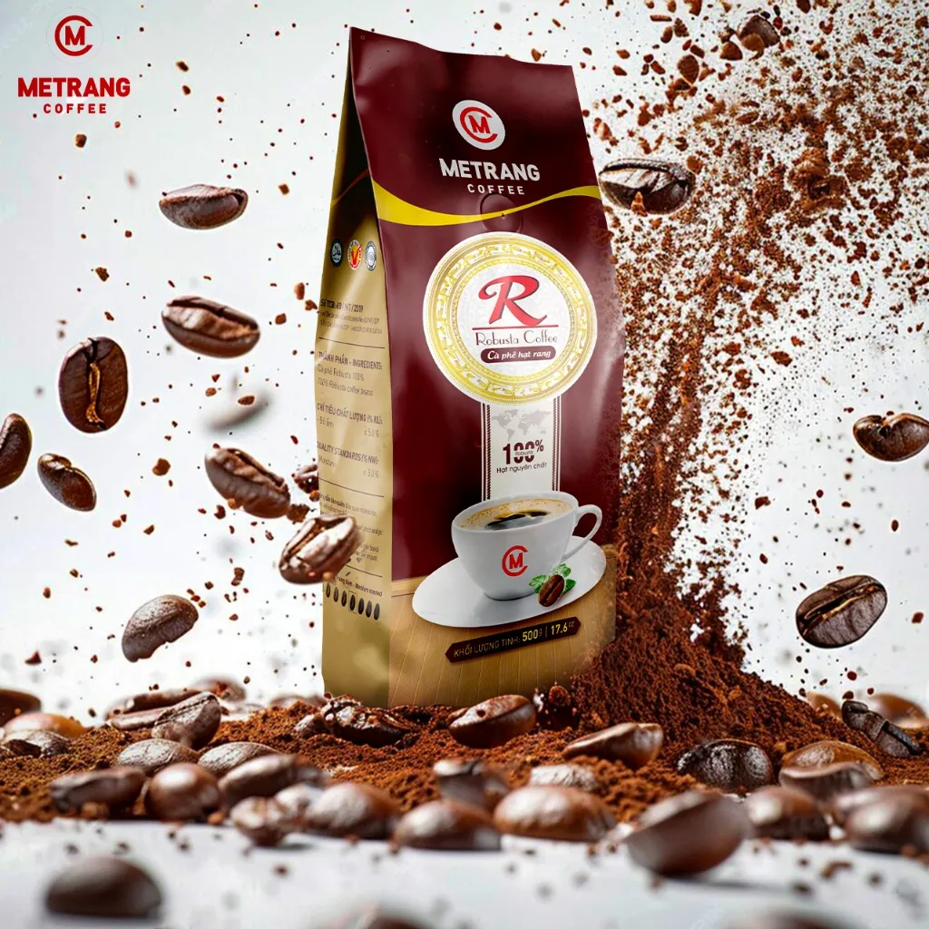 Ảnh Cà phê rang mộc Robusta (R) cafe hạt - Mê Trang, túi 500g hạt rang 2