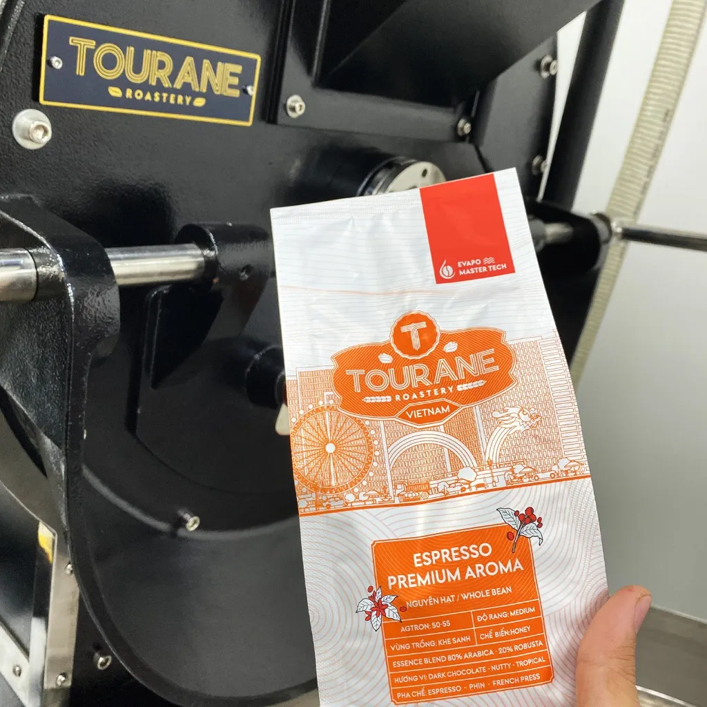 Ảnh Cà Phê Rang, Rang Xay Tourane - Espresso Premium Aroma 80% Arabica + 20% Robusta - Túi Zip 250G 2
