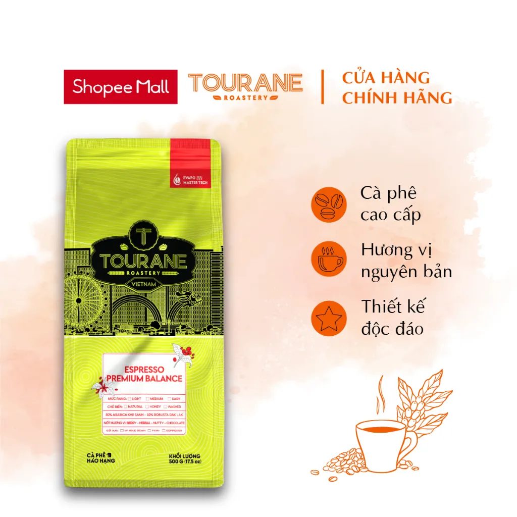 Ảnh Cà Phê Rang Tourane -  Espresso Premium Balance - 50% Arabica Khe Sanh - 50% Robusta Dak Lak 2
