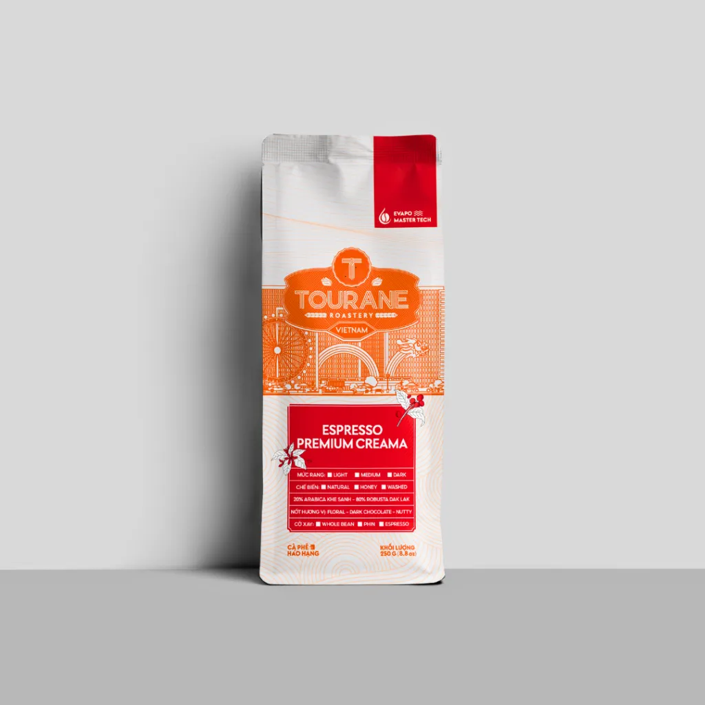 Ảnh Cà Phê Rang Tourane Roastery - Espresso Premium Crema - 20% Arabica Khe Sanh - 80% Robusta Dak Lak 1