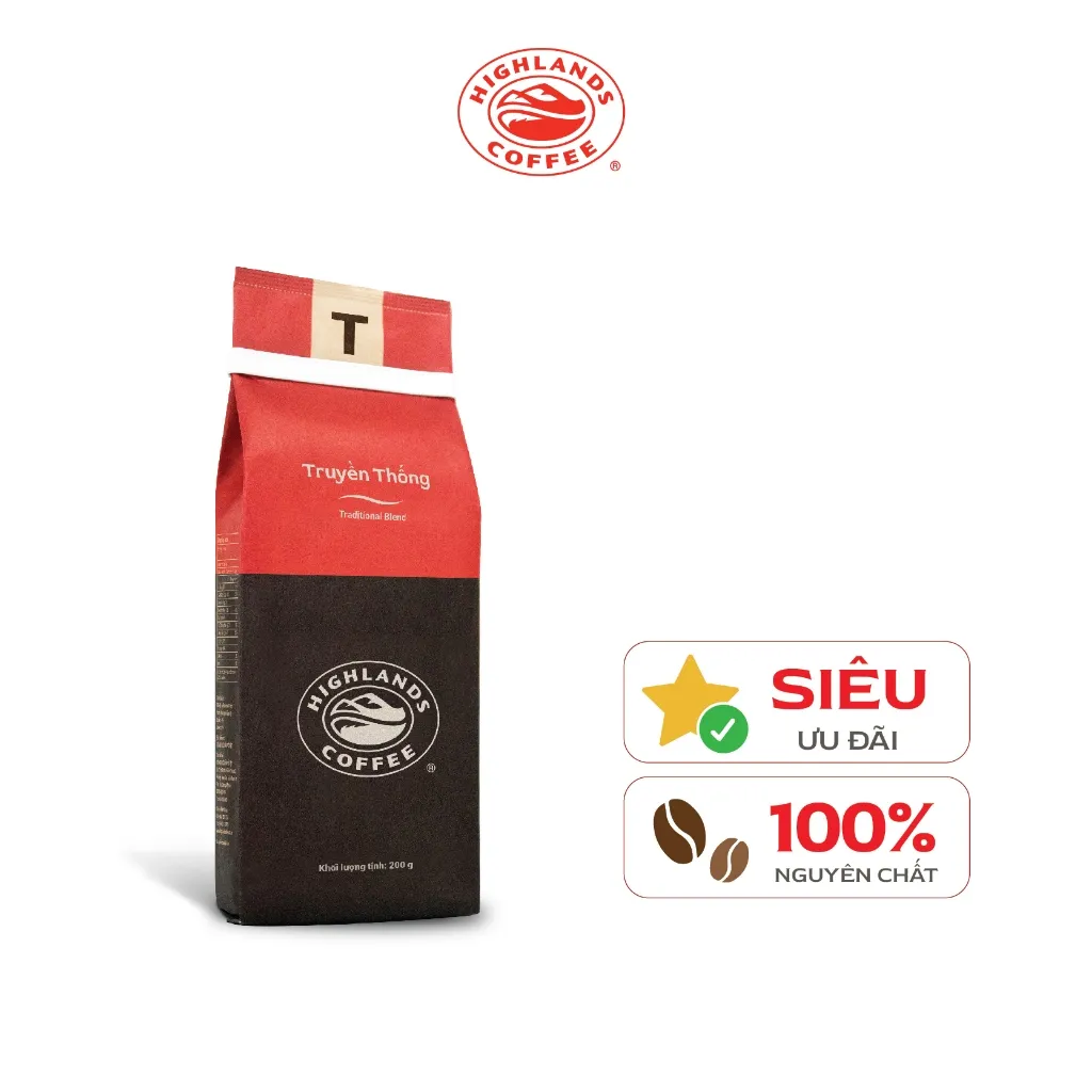 Ảnh Cà Phê Rang Xay Truyền Thống Highlands Coffee 200g (80% Robusta và 20% Arabica) 1