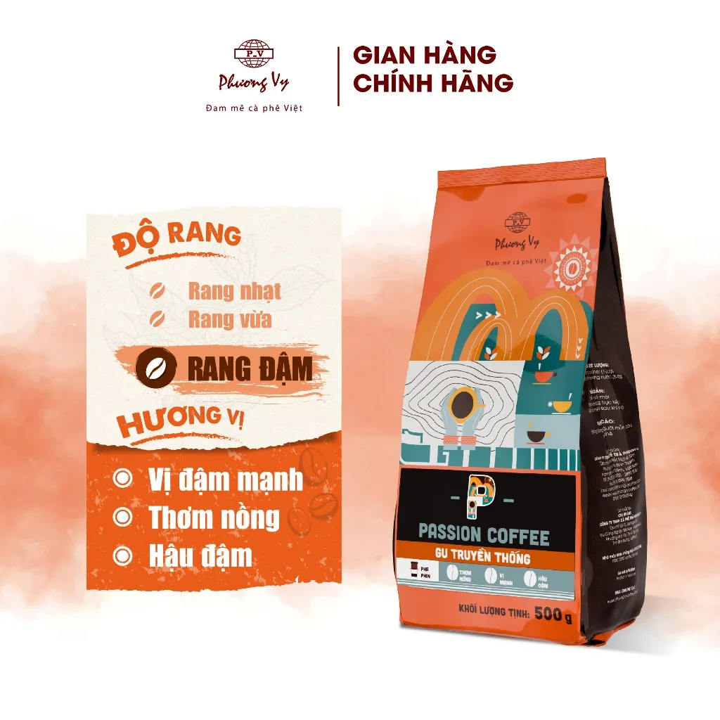 Ảnh Cà Phê Truyền Thống Passion Coffee 500g vị đậm mạnh, thơm nồng, hậu đậm, Phương Vy Coffee 3