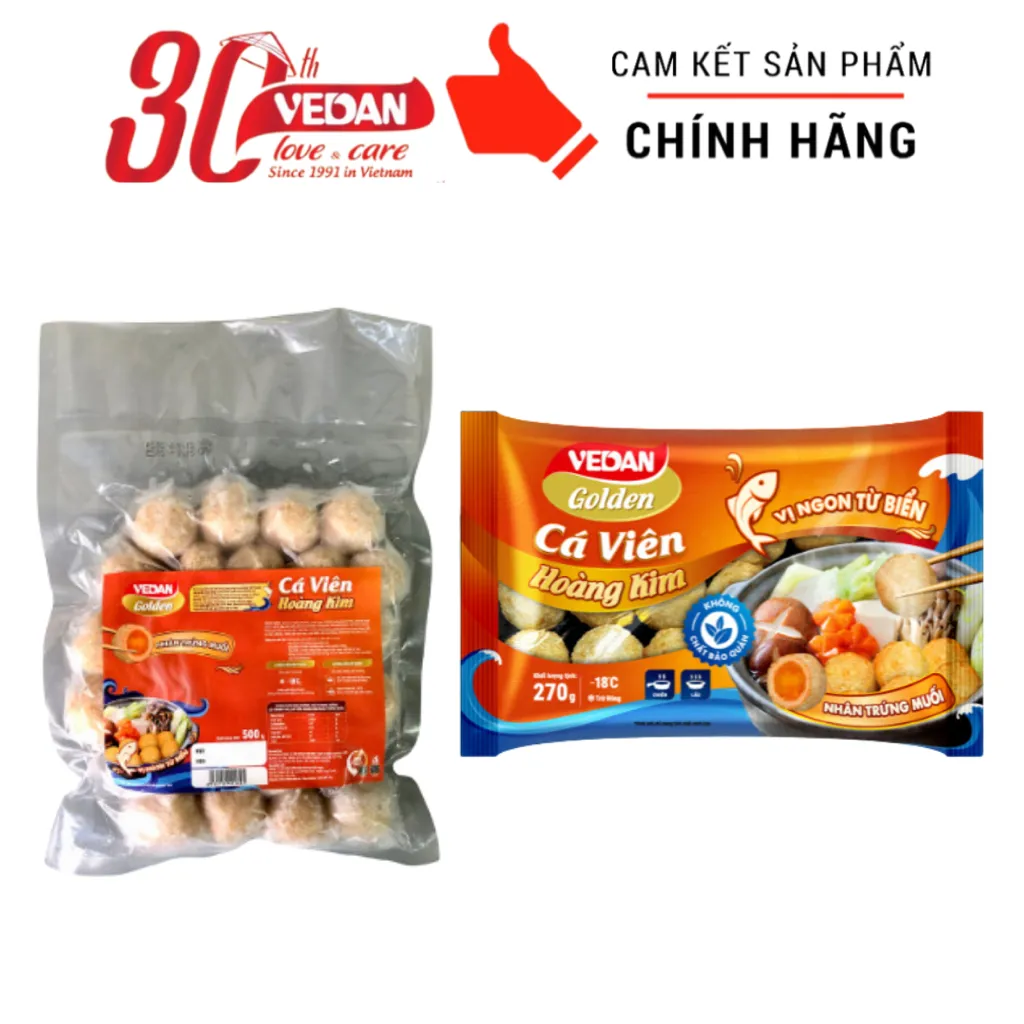 Ảnh Cá Viên Hoàng Kim Nhân Trứng Muối VEDAN Golden 1