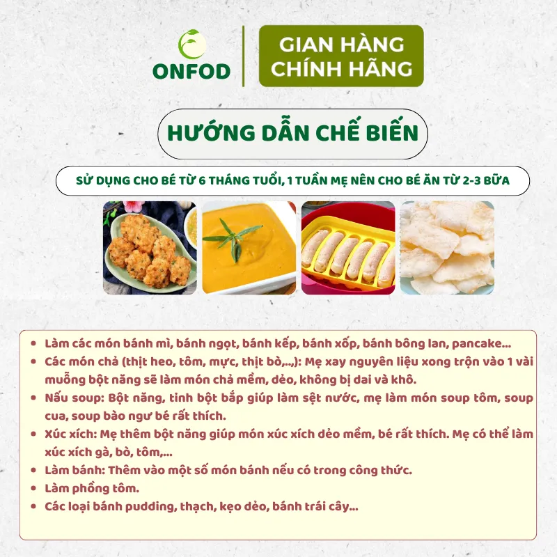 Ảnh Các loại bột hữu cơ làm bánh ăn dặm cho bé ONFOD bột mì tinh bột bắp bột nở bột năng 3