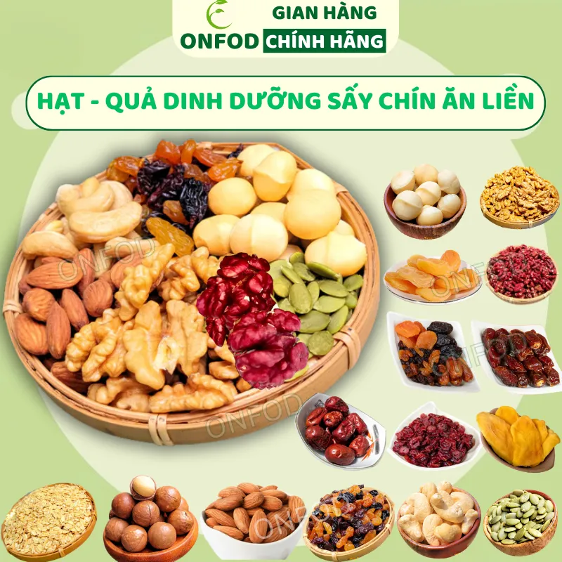 Hạt Dinh Dưỡng ONFOD Sấy Chín Mix (Óc Chó, Hạnh Nhân, Macca...) | Đồ Ăn Vặt Healthy, Giảm Cân, Mẹ Bầu