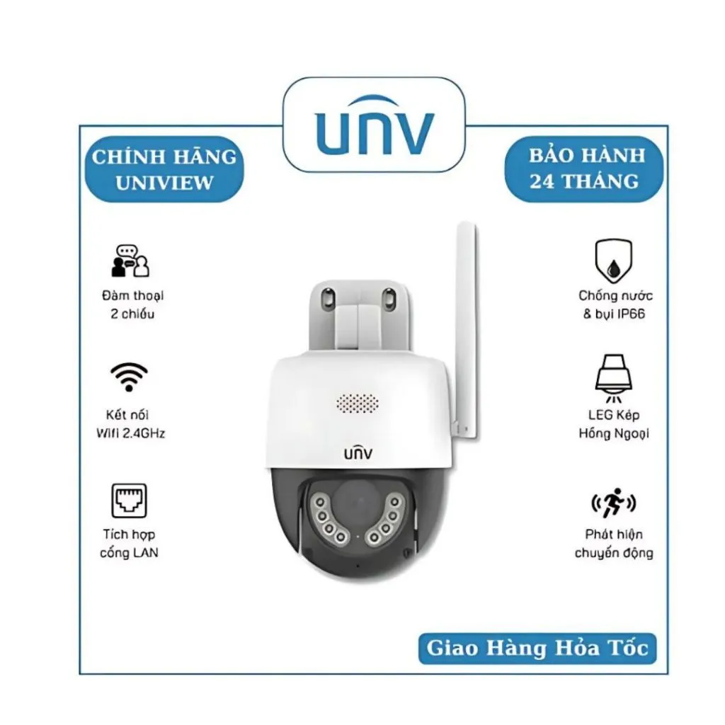 Ảnh Camera IP Wifi PTZ ngoài trời UNV IPC-P1A-M3F4D đàm thoại 2 chiều xoay 360 bảo hành 24 tháng 2