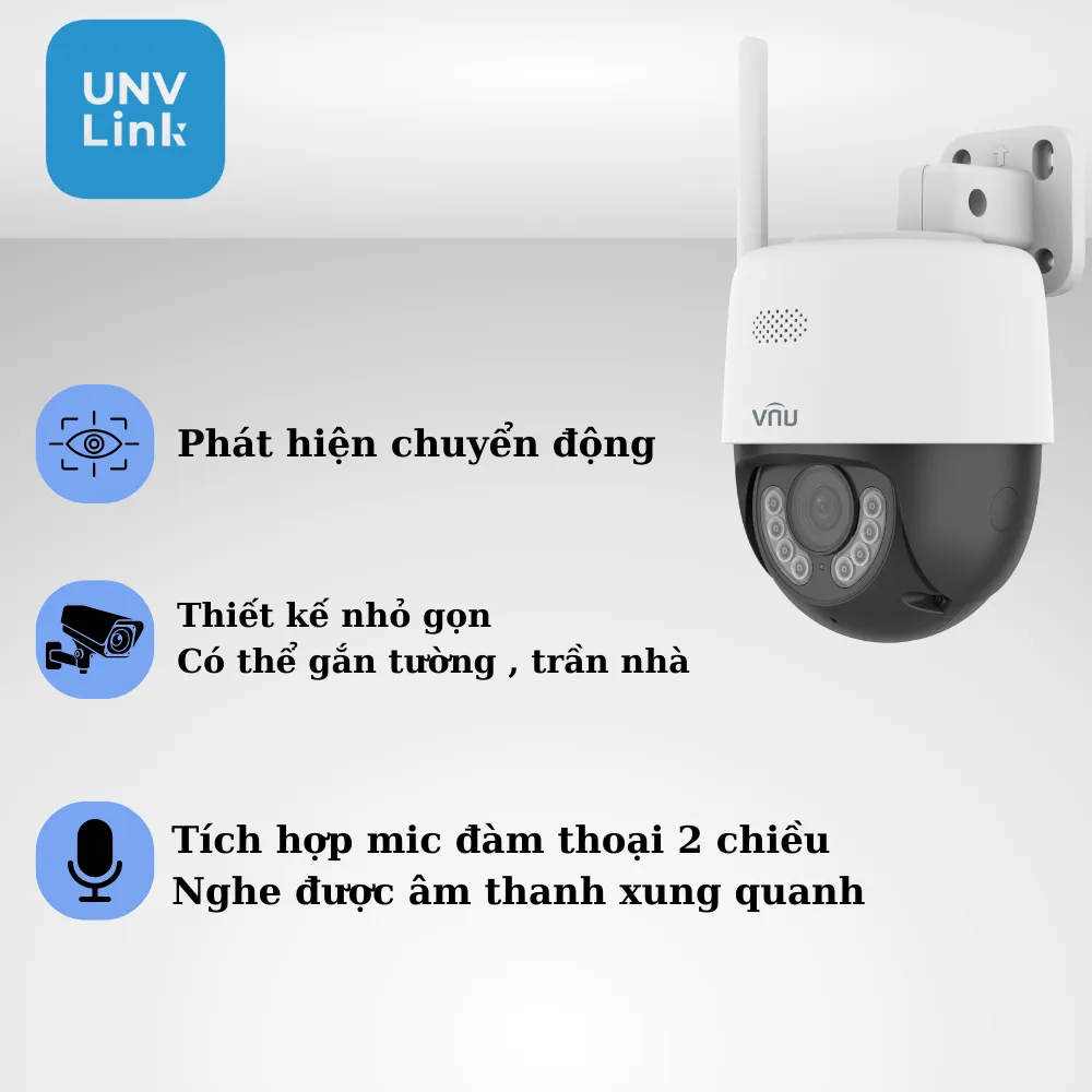 Ảnh Camera IP Wifi PTZ ngoài trời UNV IPC-P1A-M3F4D đàm thoại 2 chiều xoay 360 bảo hành 24 tháng 3