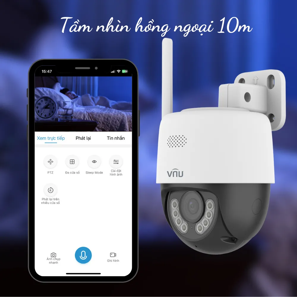 Ảnh Camera IP Wifi PTZ ngoài trời UNV IPC-P1A-M3F4D đàm thoại 2 chiều xoay 360 bảo hành 24 tháng 4
