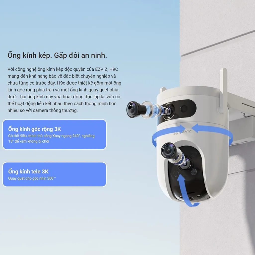 Ảnh Camera Wifi Ống Kính Kép Ezviz Trong Nhà Và Ngoài Trời, Có Màu Ban Đêm, Đàm Thoại 2 Chiều 4MP/5MP 2K+/3K 3
