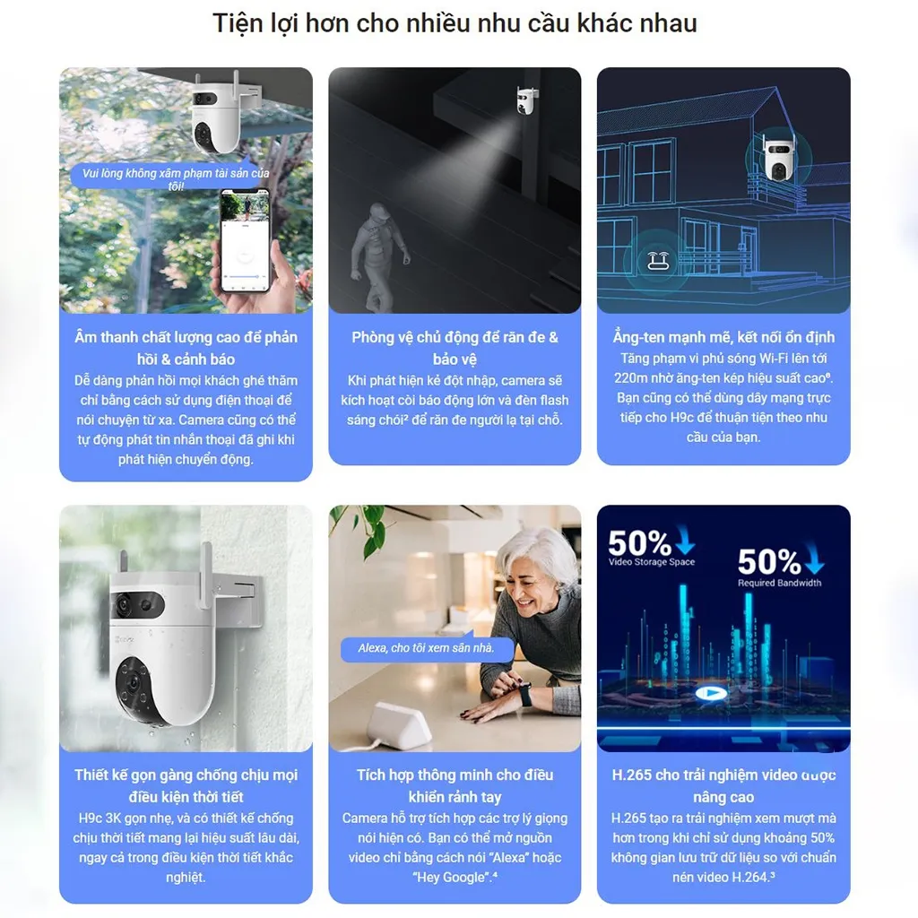 Ảnh Camera Wifi Ống Kính Kép Ezviz Trong Nhà Và Ngoài Trời, Có Màu Ban Đêm, Đàm Thoại 2 Chiều 4MP/5MP 2K+/3K 4