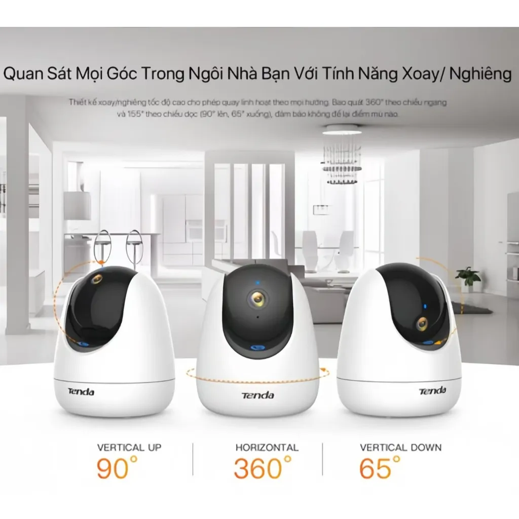 Ảnh Camera Wifi Tenda Trong Nhà RP3 Pro FHD 3MP,2K Quay Quét 360°| Đàm Thoại 2 Chiều | ban đêm CCTV 3