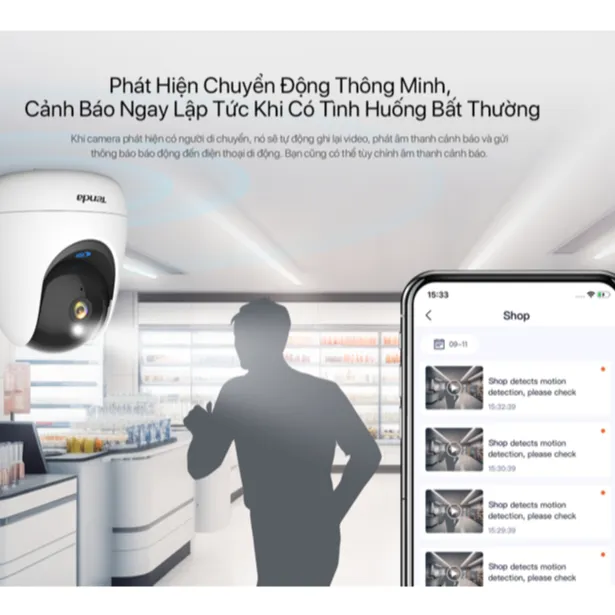Ảnh Camera Wifi Tenda Trong Nhà RP3 Pro FHD 3MP,2K Quay Quét 360°| Đàm Thoại 2 Chiều | ban đêm CCTV 4