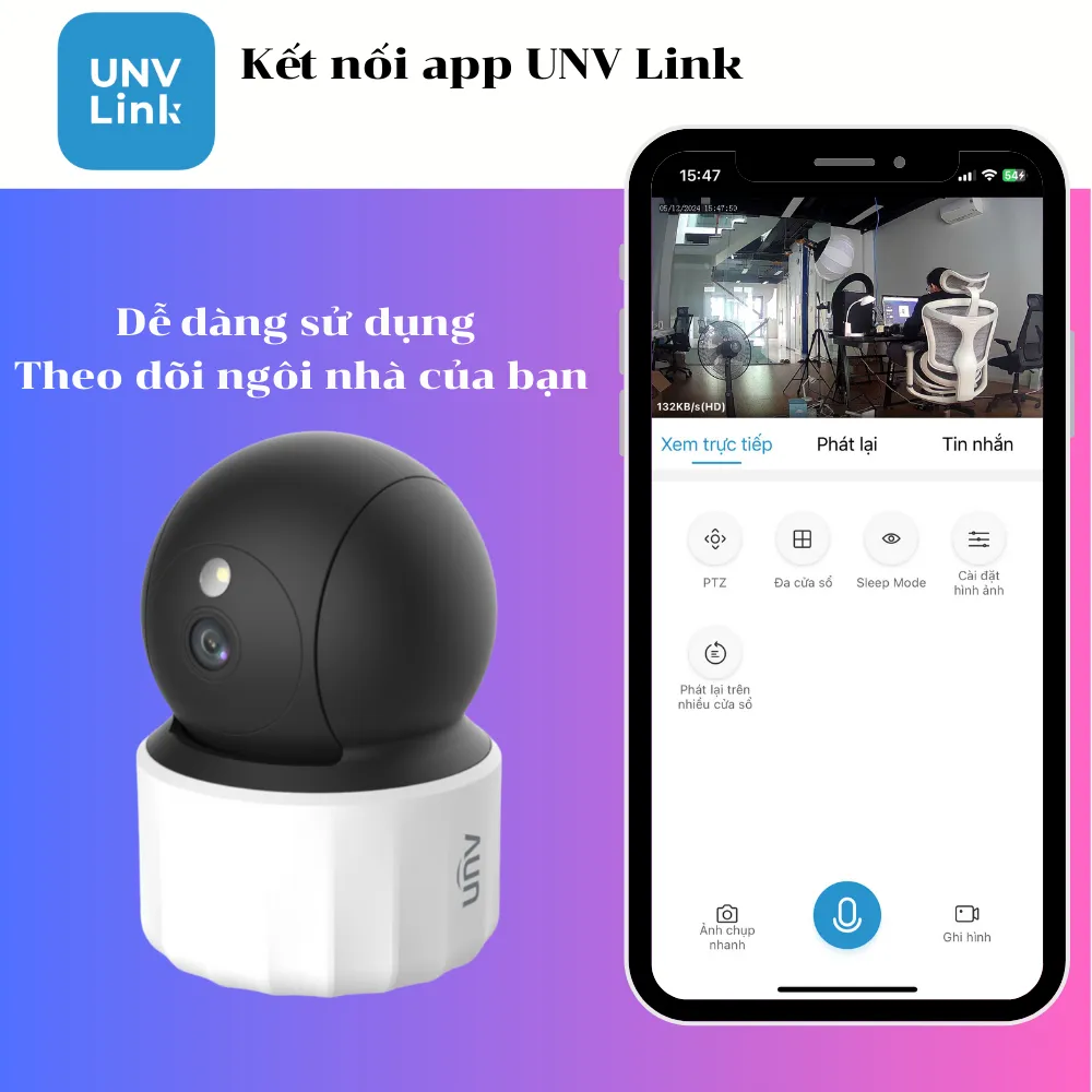 Ảnh Camera Wifi trong nhà UNV IPCS3EM3 đàm thoại 2 chiều xoay 360 cảnh báo chuyển động bảo hành 24 tháng 2