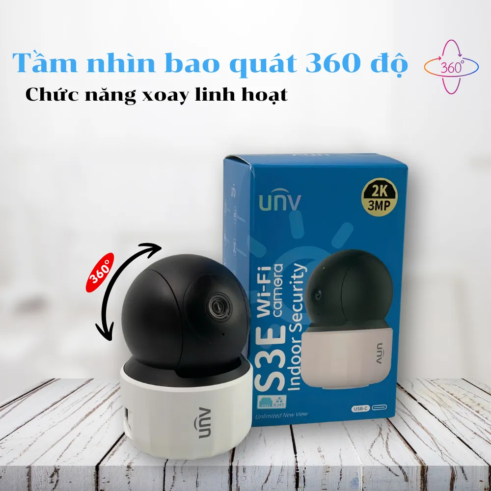 Ảnh Camera Wifi trong nhà UNV IPCS3EM3 đàm thoại 2 chiều xoay 360 cảnh báo chuyển động bảo hành 24 tháng 3