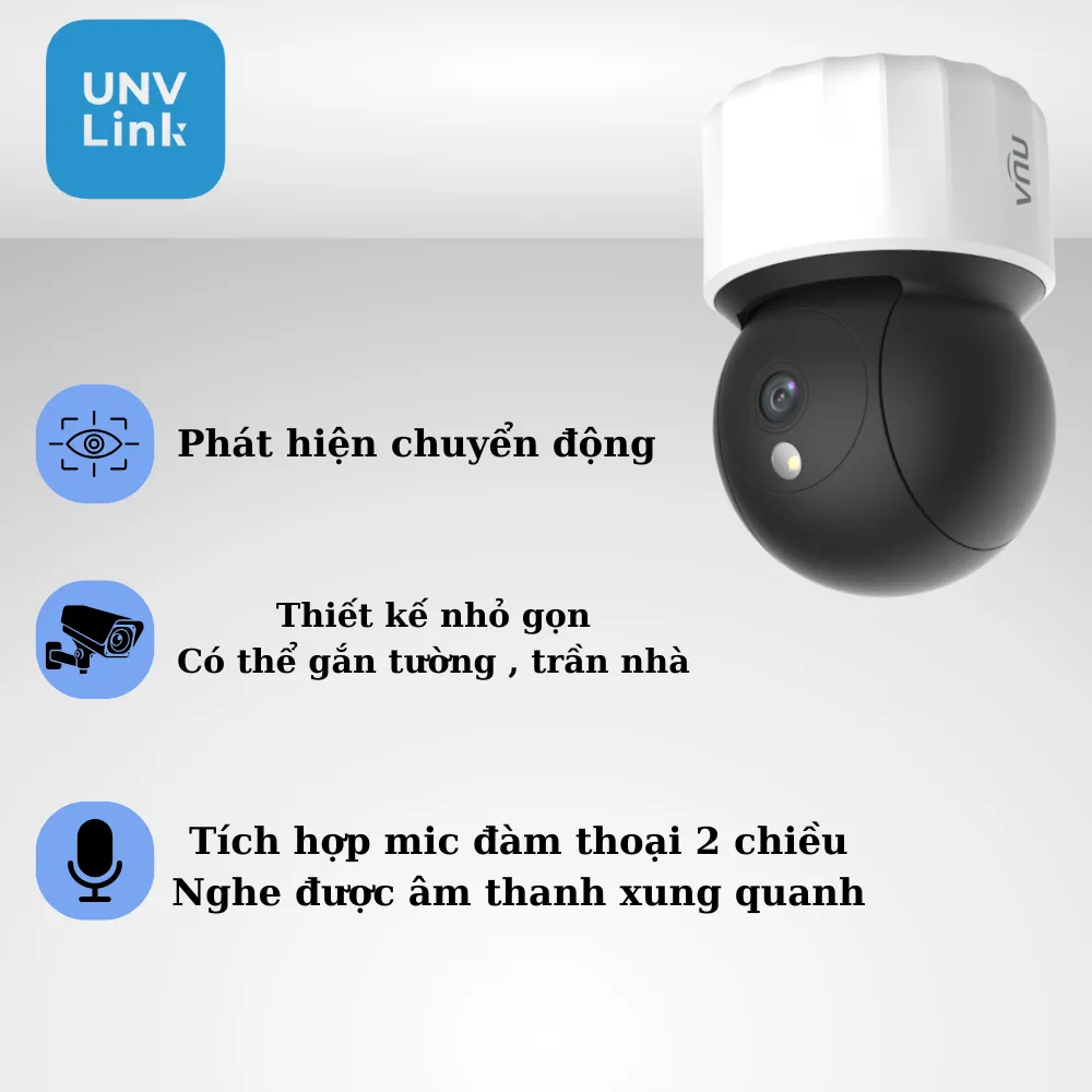 Ảnh Camera Wifi trong nhà UNV IPCS3EM3 đàm thoại 2 chiều xoay 360 cảnh báo chuyển động bảo hành 24 tháng 4