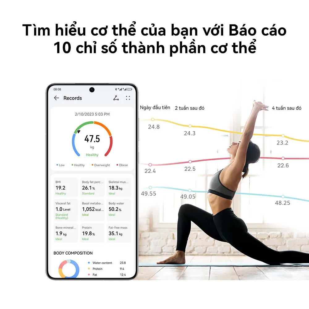 Ảnh Cân điện tử HUAWEI Scale 3 Bluetooth®Edition | Báo cáo 10 chỉ số cơ thể | HUAWEI TruFitᵀᴹ | Kết nối Bluetooth 2