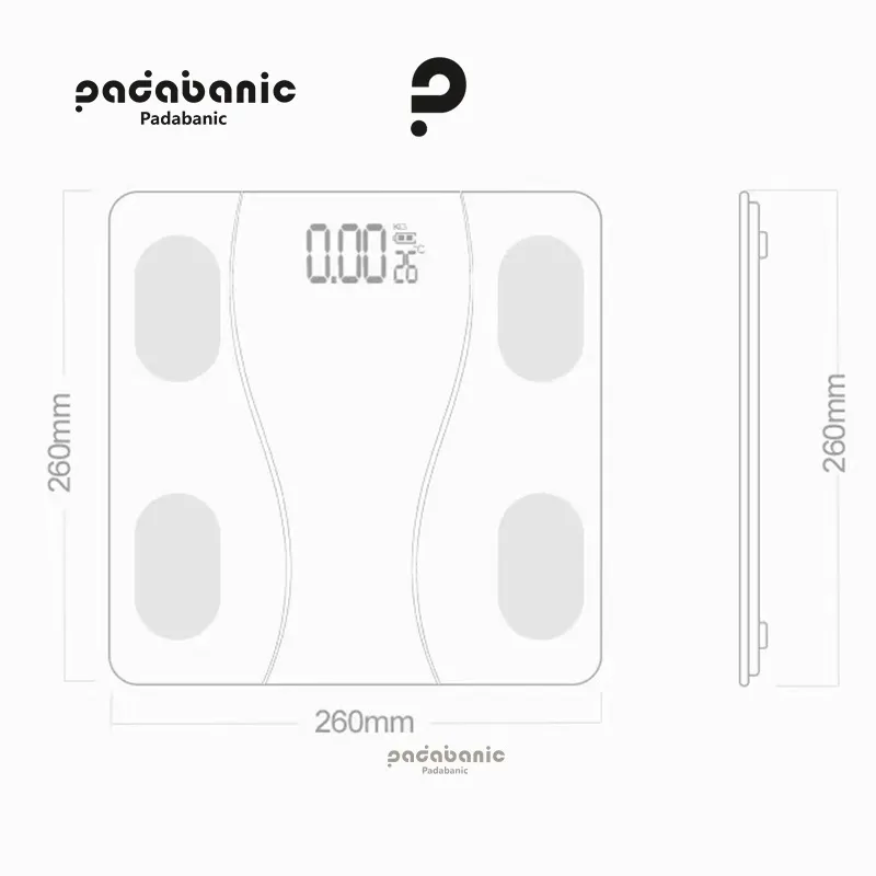 Ảnh Cân Điện Tử Padabanic 202 Sạc Tích Điện Kết Nối Bluetooth Phân Tích Chỉ Số Cơ Thể 4