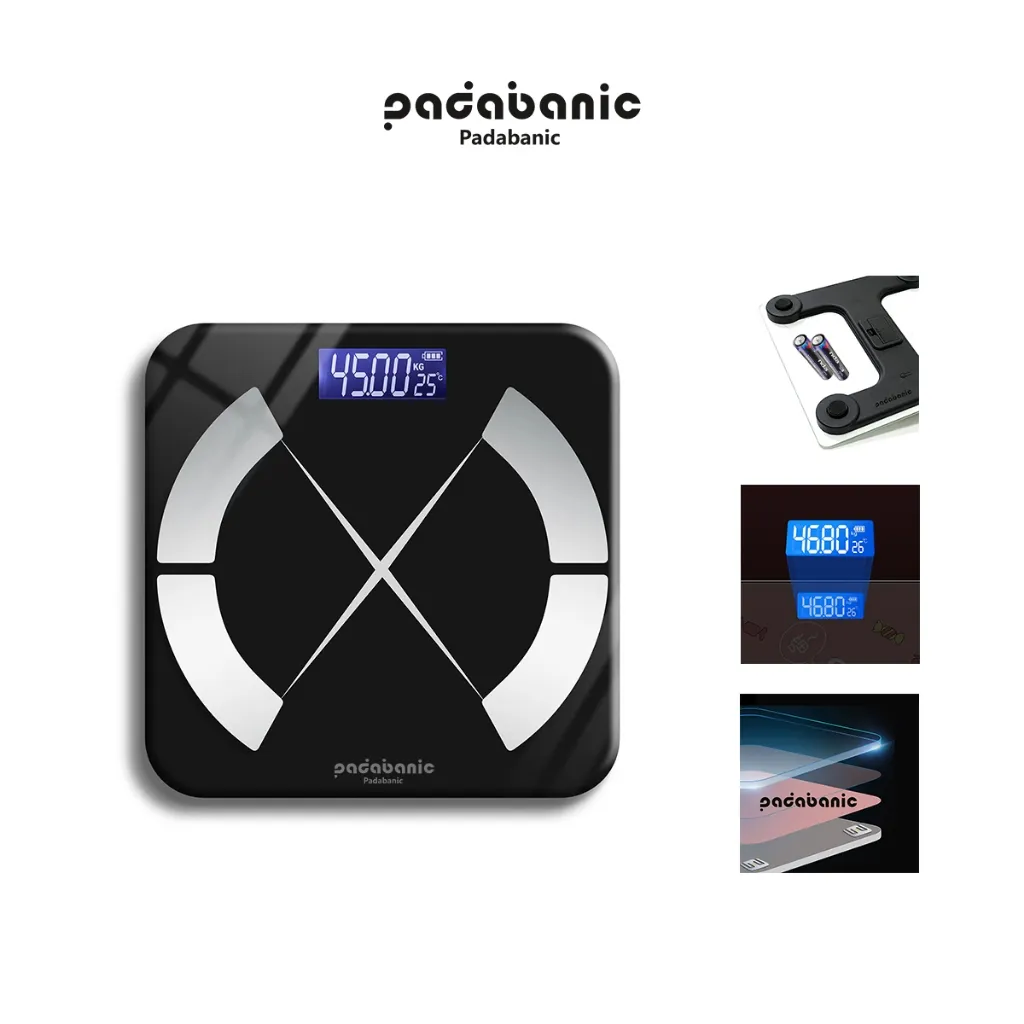 Ảnh Cân Điện Tử Padabanic Kết Nối Bluetooth Đo Chỉ Số Cơ Thể Màn Hình LCD Hiển Thị Số Đo 2