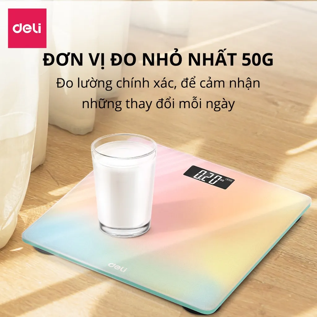 Ảnh Cân Điện Tử Sức Khỏe DELI Chịu Tải 180KG Màn Hình Số LCD Cân Chính Xác Thiết Kế Nhỏ Gọn Cho Gia Đình 3
