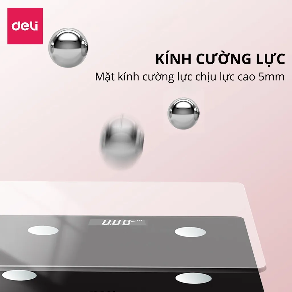Ảnh Cân Điện Tử Sức Khỏe DELI Chịu Tải 180KG Màn Hình Số LCD Cân Chính Xác Thiết Kế Nhỏ Gọn Cho Gia Đình 4
