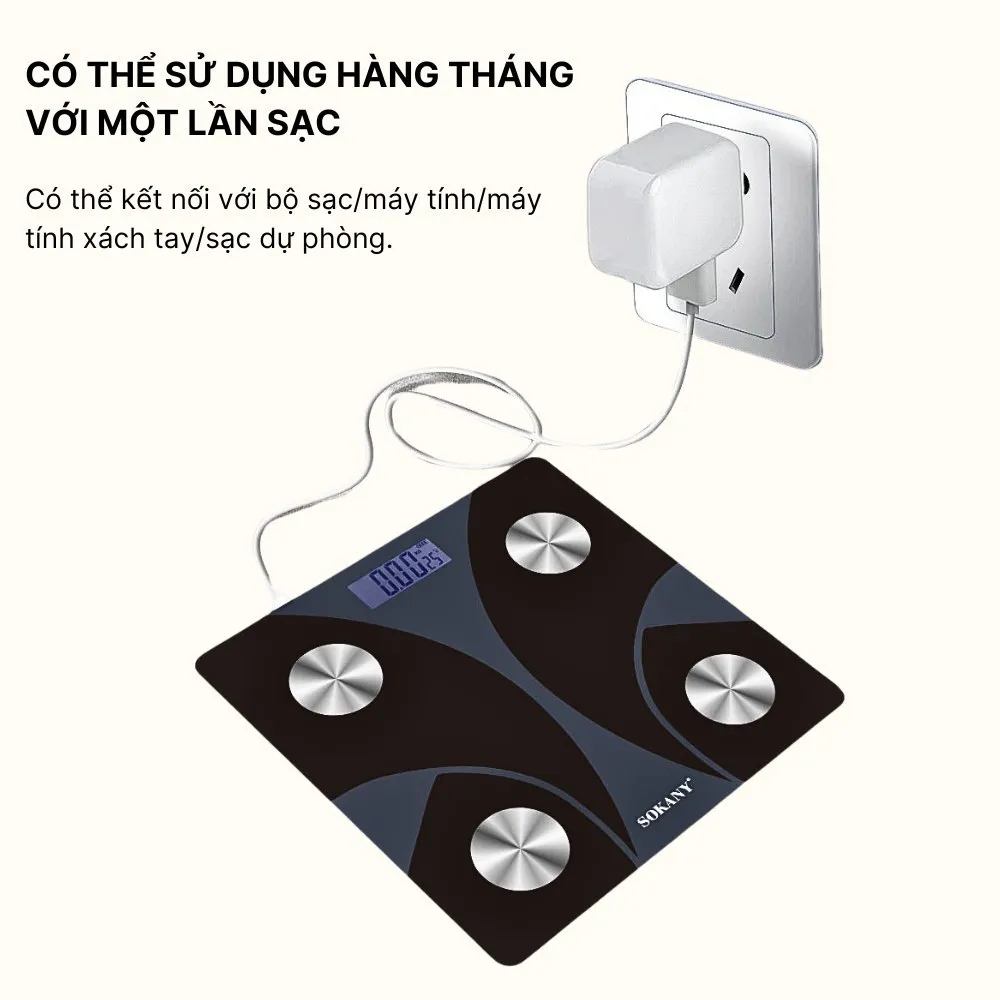 Ảnh Cân điện tử sức khỏe thông minh SOKANY SK-19029 kết nối bluetooth đo và phân tích các chỉ số cơ thể 1