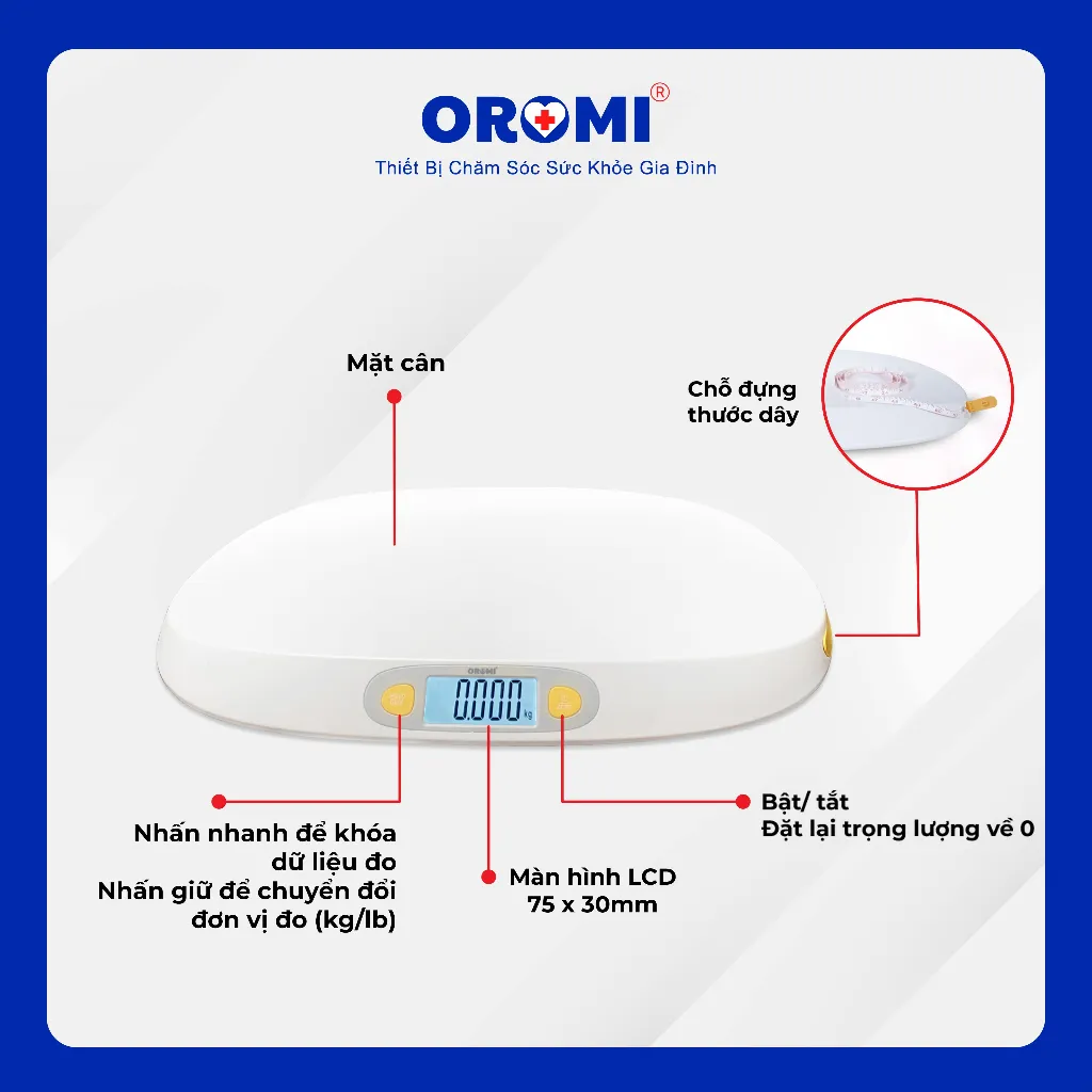 Ảnh Cân Điện Tử Trẻ Em OROMI ER7230 - Cân Trẻ Sơ Sinh Kỹ Thuật Số 3