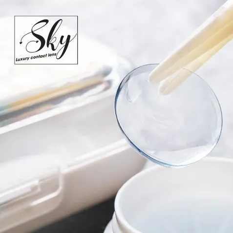 Ảnh {Cận Lệch độ}- Lens Hàn trong suốt Sky Contact lens ( Giá 1 Chiếc)- Lens 12 tháng 2