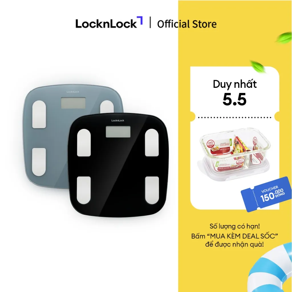 Ảnh Cân sức khỏe điện tử Lock&Lock Body fat scale theo dõi các chỉ số cơ thể qua ứng dụng ENC541 1