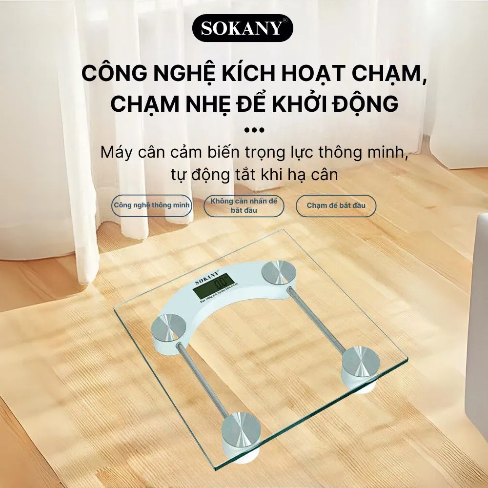 Ảnh Cân sức khỏe điện tử SOKANY SK-19030 mặt kính trong suốt chịu lực đến 180kg 4
