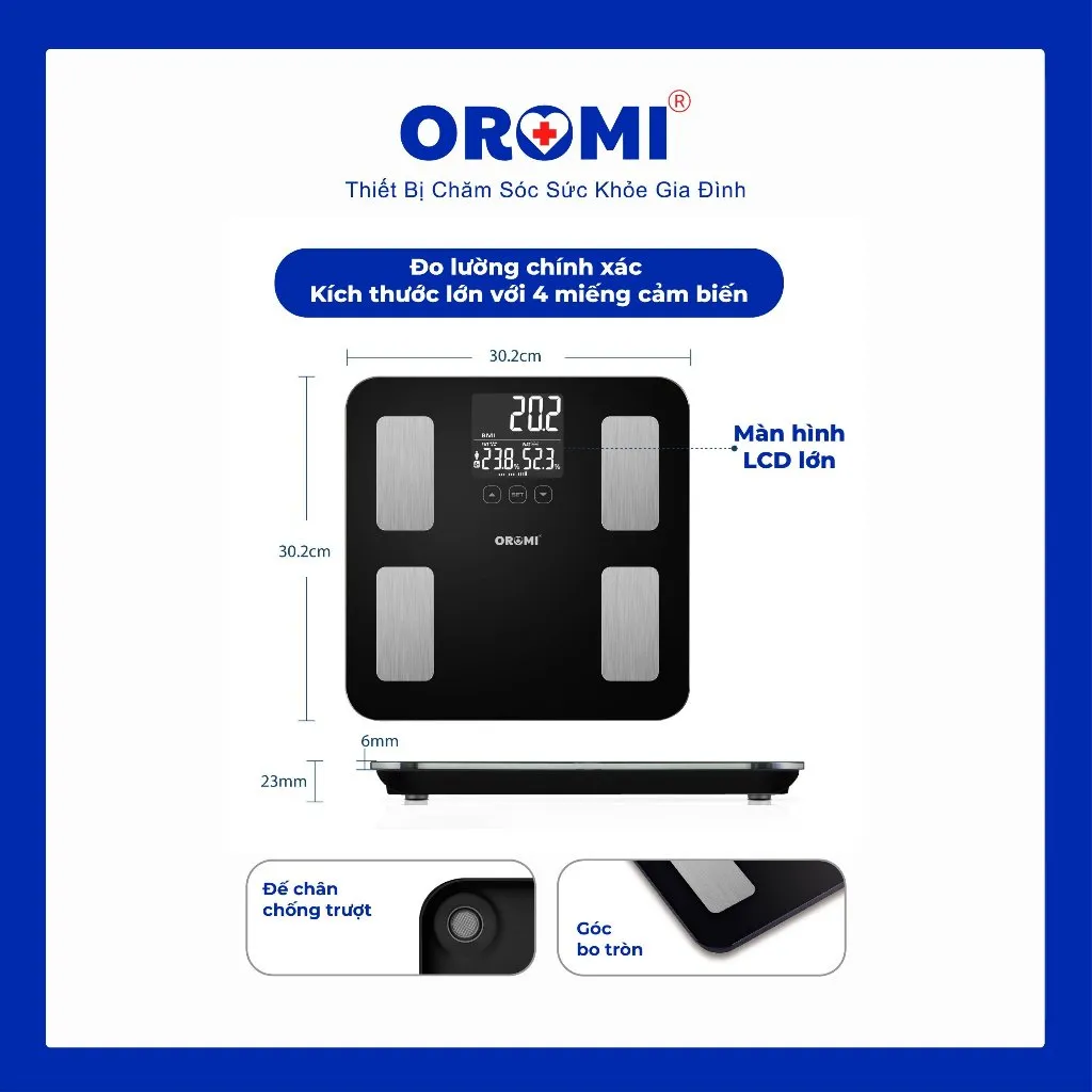 Ảnh Cân sức khỏe điện tử thông minh đo chỉ số cơ thể OROMI EF881 2