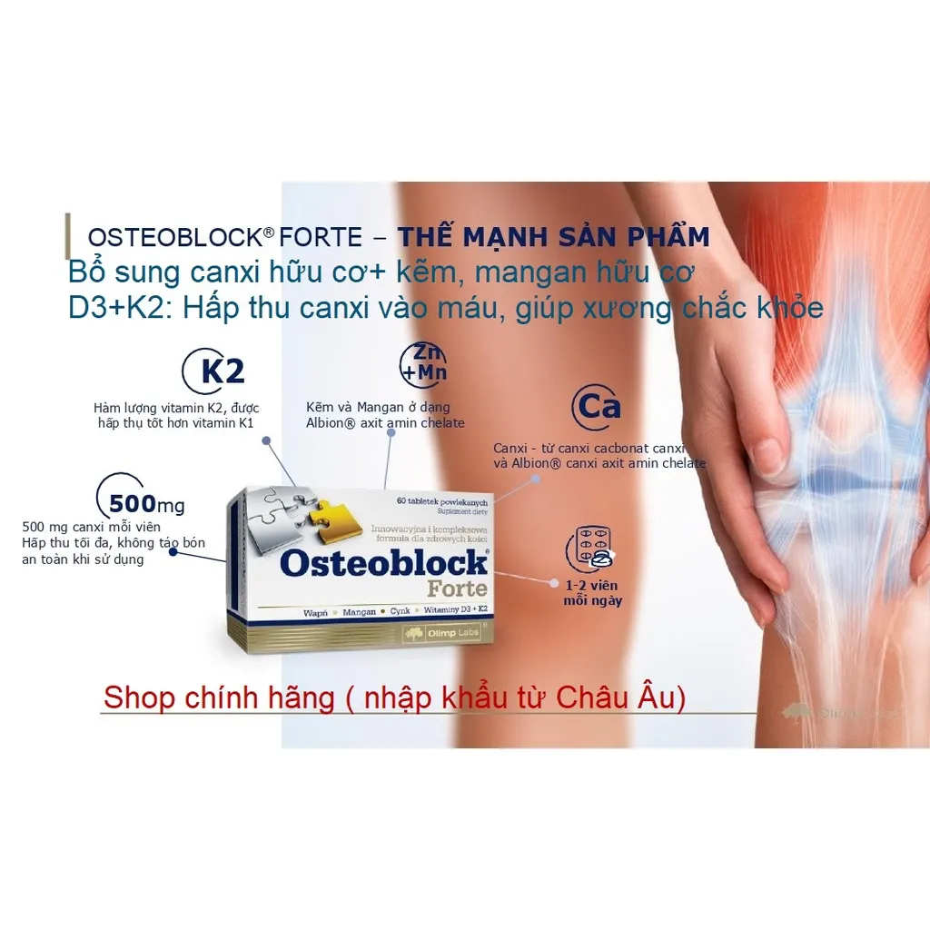 Ảnh Canxi Chela hữu cơ OSTEOBLOCK Forte - OLIMP LABS xuất sứ Ba Lan hộp 60 viên nén POLIPHARM 2