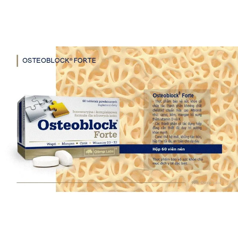 Ảnh Canxi Chela hữu cơ OSTEOBLOCK Forte - OLIMP LABS xuất sứ Ba Lan hộp 60 viên nén POLIPHARM 4