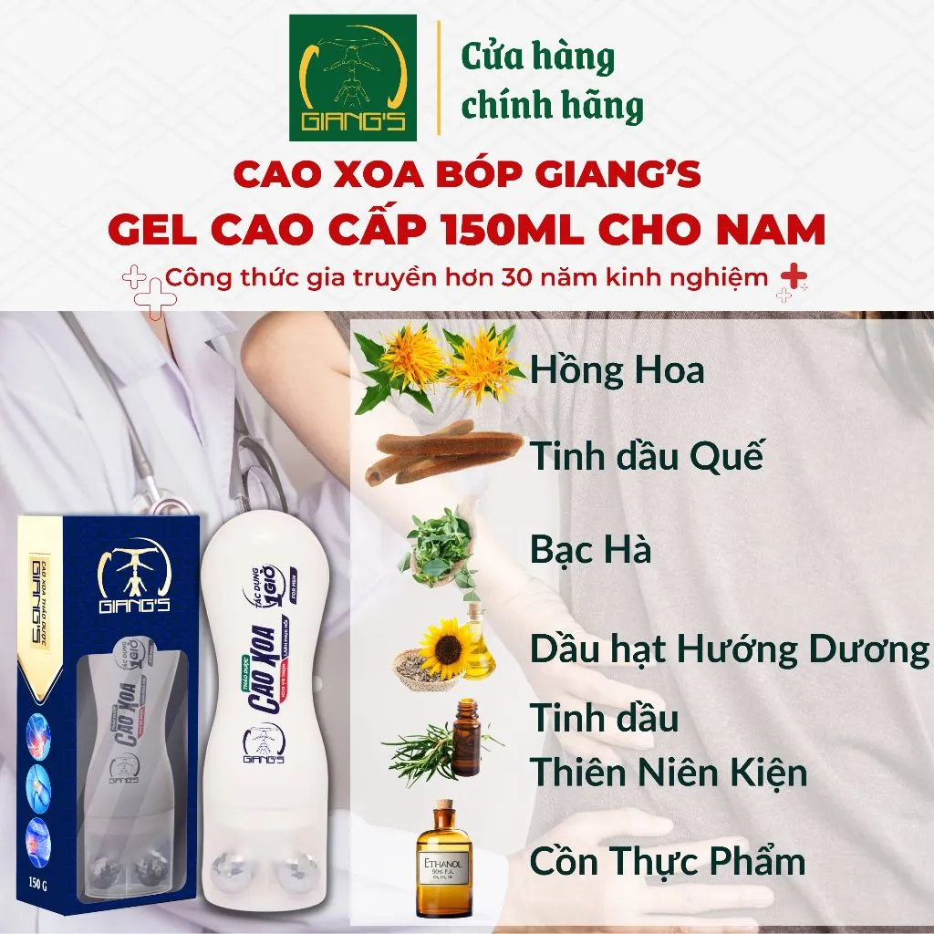 Ảnh Cao Xoa Bóp Giang's 150ml - Kết hợp đầu lăn trị liệu y học giảm đau cực kỳ hiệu quả 4