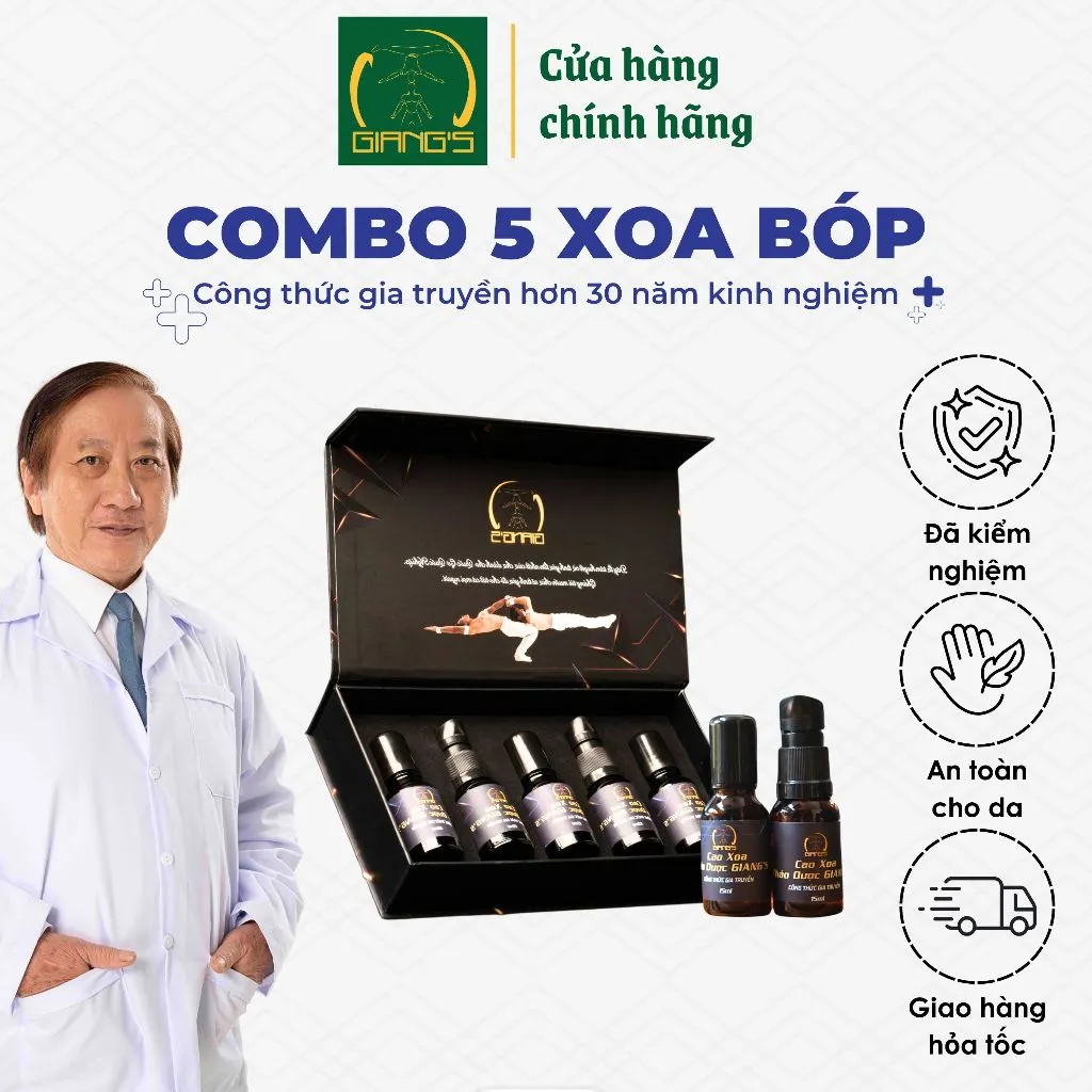 Ảnh Cao Xoa Bóp GIANG'S - Set quà gồm 5 chai 15ml - Quà tặng sức khỏe massage toàn thân 1