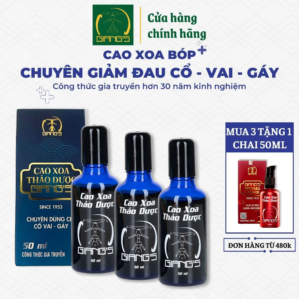 Ảnh Cao Xoa Bóp Thảo Dược Giang's 50ml ( Mua 3 Tặng 1 Chai 50ml ) - Chuyên giảm đau nhức cổ vai gáy 1