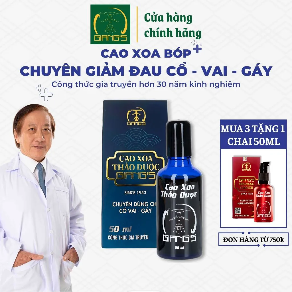 Ảnh Cao Xoa Bóp Thảo Dược GIANG'S ( Xanh 50ml ) - Hỗ trợ chuyên cho vùng đau nhức mỏi cổ vai gáy 1
