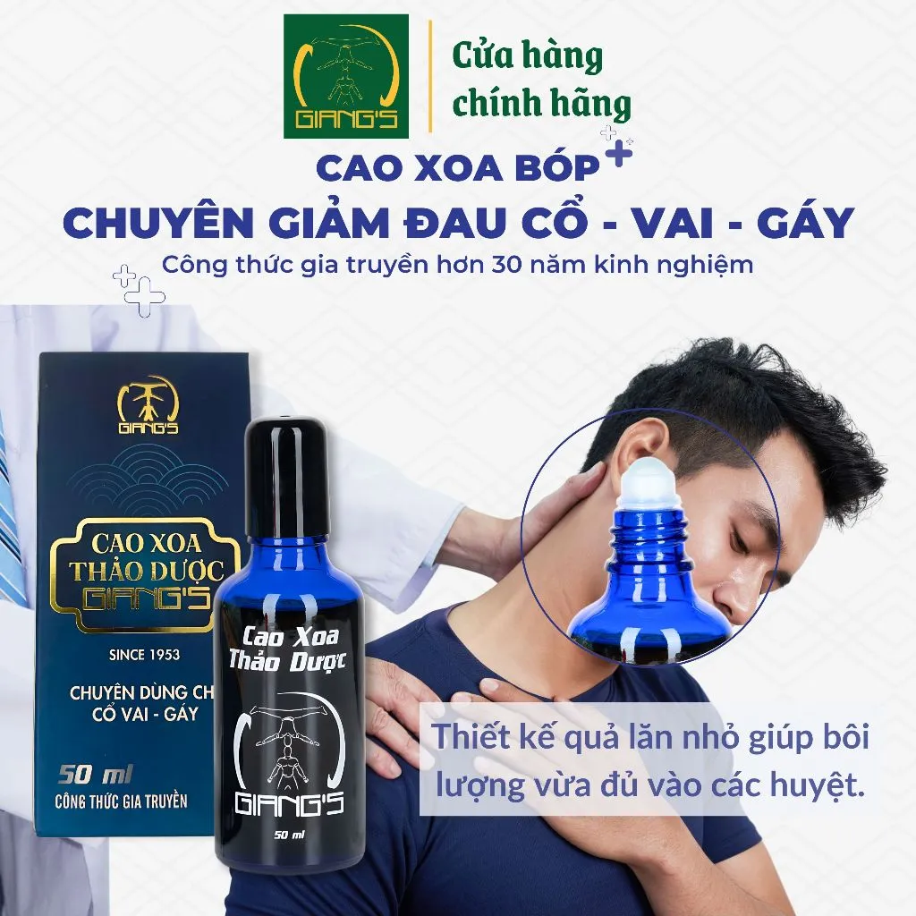 Ảnh Cao Xoa Bóp Thảo Dược GIANG'S ( Xanh 50ml ) - Hỗ trợ chuyên cho vùng đau nhức mỏi cổ vai gáy 3