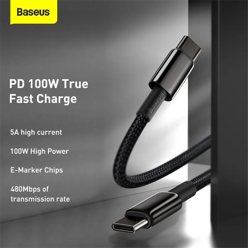 Ảnh Cáp Baseus Sạc Nhanh Truyền Dữ Liệu 100w Usb C Pd Sang Usb Type C Dành Cho Mcbook pad Mi Mobile Phone 1