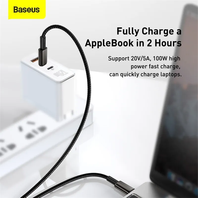 Ảnh Cáp Baseus Sạc Nhanh Truyền Dữ Liệu 100w Usb C Pd Sang Usb Type C Dành Cho Mcbook pad Mi Mobile Phone 3