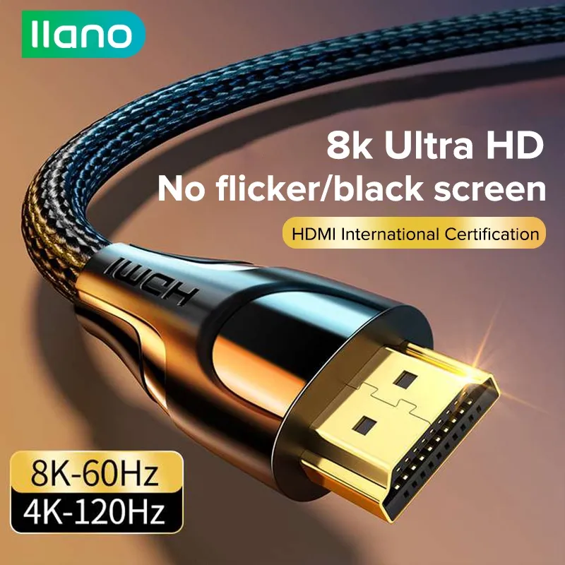 Ảnh Cáp bện LLANO HDR HDMI 8K 2.1 3D sang 60hz/144hz truyền tốc độ cực cao 48Gbps thích hợp cho HDTV PS5/PS4 pro Switch 2