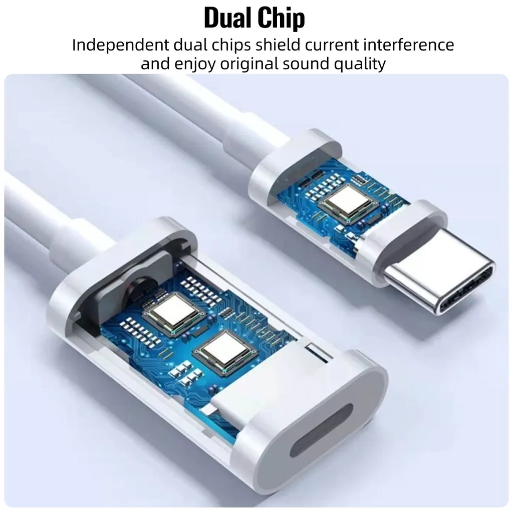 Ảnh Cáp chuyển đổi sạc/âm thanh tai nghe FONKEN USB C sang iOS thích hợp cho iPhone 15 Pad Pro Samsung 4